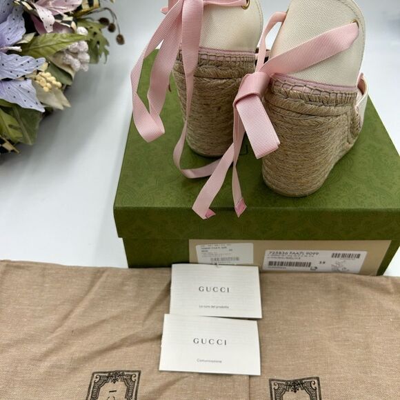 Women’s Gucci GG espadrilles with ribbon tie size 39 made in Spain - Picture 6 of 11